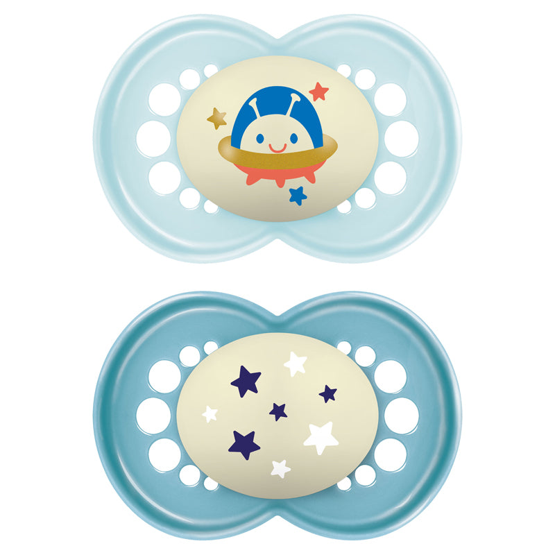 MAM Chupeta Noturna Azul Astro 6m+ 2Pk – Anne Claire Baby Store