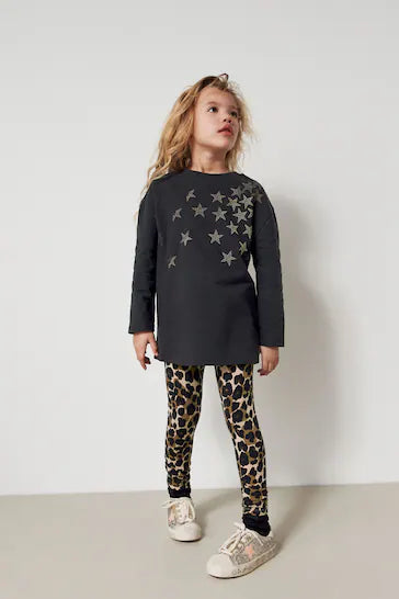 Legging Leggens das Estrelas Pretas e Brancas