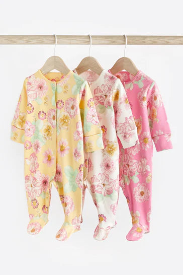 |Niña| Pack de 3 Pijamas Florales para Bebé - Floral (0 meses a 2 años)