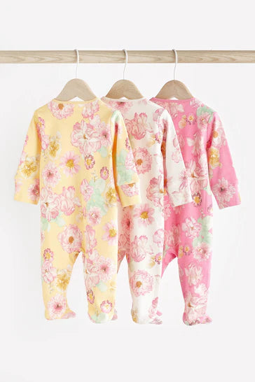 |Niña| Pack de 3 Pijamas Florales para Bebé - Floral (0 meses a 2 años)