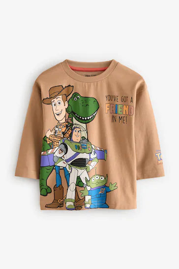 |Niño| Camiseta Toy Story Manga Larga Amarillo-Marrón (3 meses a 8 años)