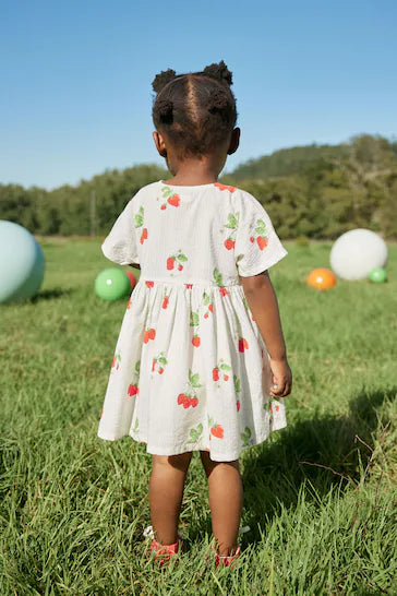 |Niña| Vestido Relaxed de Algodón - Estampado de Fresas (3 meses a 8 años)