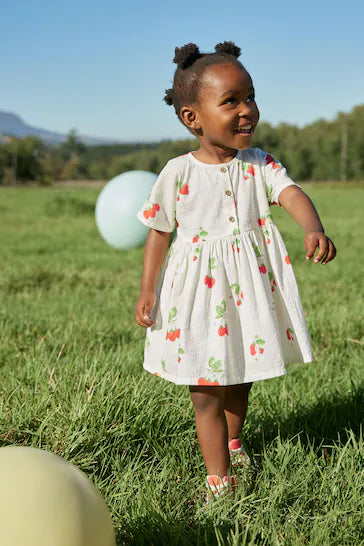 |Niña| Vestido Relaxed de Algodón - Estampado de Fresas (3 meses a 8 años)