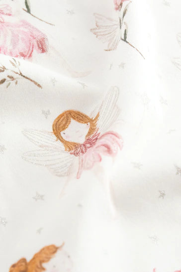 |Girl| Pacote De 3 Pijamas Curtos Fairy Rosa/Creme (9 meses a 10 anos)