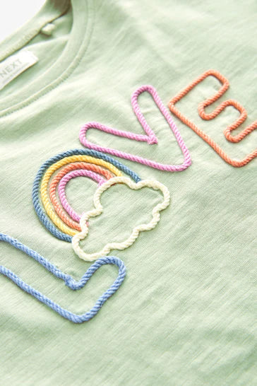 |Girl| Camiseta De Manga Comprida - Slogan De Amor Verde  (3 meses a 7 anos)