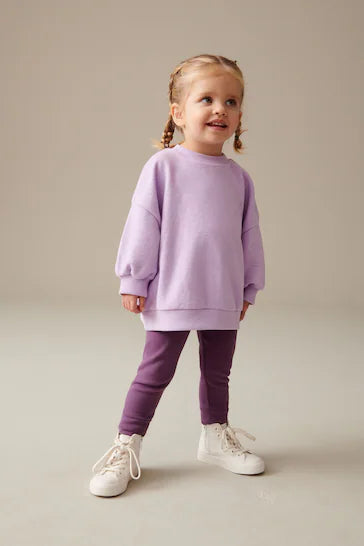 |Niña| Conjunto de jersey y leggings Relaxed Fit - Morado (3 meses a 7 años)