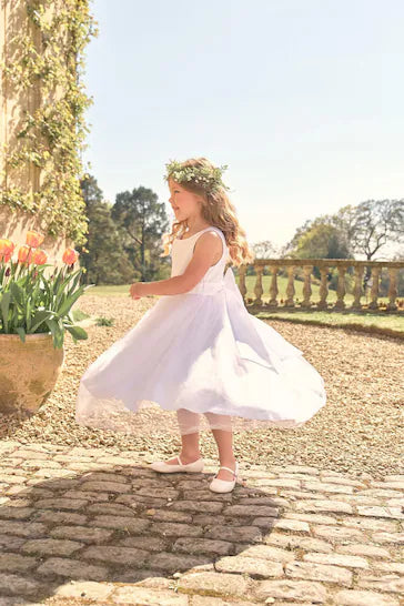 |Niña| Vestido de Dama de Honor - Blanco Crudo (3 meses a 16 años)