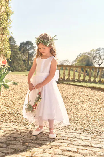 |Niña| Vestido de Dama de Honor - Blanco Crudo (3 meses a 16 años)