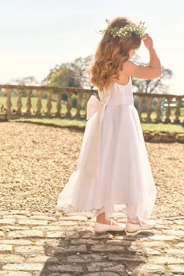 |Girl| Vestido De Dama De Honra - Ecru White (3 meses a 16 anos)