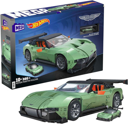 MEGA Hot Wheels Veículos de Construção Brinquedos para Adultos, Aston Martin Vulcan com 986 Peças e Modelo Die-Cast, Ideias de Presentes para Colecionadores, HMY97