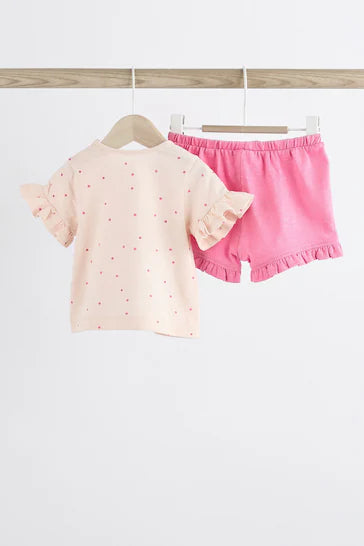 |Niña| Conjunto Bebé 2 Piezas Top y Short - Flamenco Rosa