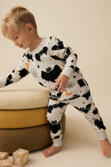 |Boy| Conjunto De Pijama Snuggle 100% Algodão – Estampa De Morcego Que Brilha No Escuro (9 meses a 10 anos)