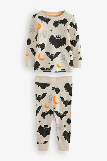 |Boy| Conjunto De Pijama Snuggle 100% Algodão – Estampa De Morcego Que Brilha No Escuro (9 meses a 10 anos)