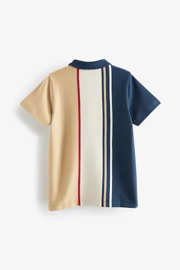 |Boy| Polo De Manga Curta Azul-Marinho/Stone Colourblock - NavyBlue/Stone (3-16 anos)