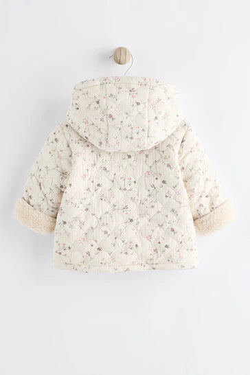 |Niña| Chaqueta con capucha floral crema Ditsy Baby (0 meses a 2 años)