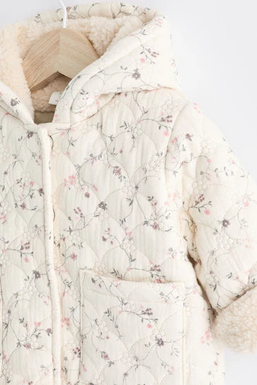 |Niña| Chaqueta con capucha floral crema Ditsy Baby (0 meses a 2 años)