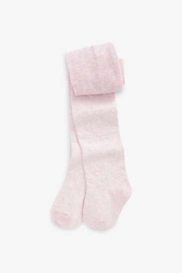 |BabyGirl| Meia-Calça De Coração Texturizada Rica Em Algodão - Pink