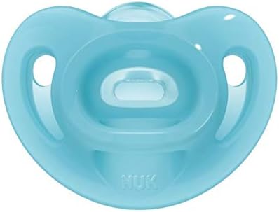 NUK Chupetas sensíveis, 0-6 meses, 100% silicone para pele delicada, sem BPA, azul e verde, pacote com 2