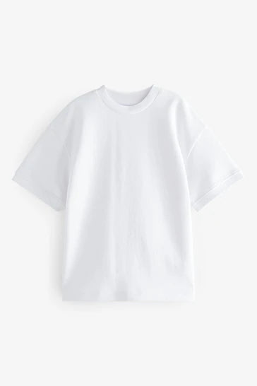 |Boy| Camiseta De Peso Pesado Com Ajuste Relaxado - White (3 a 16 anos)