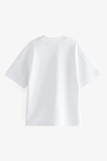 |Boy| Camiseta De Peso Pesado Com Ajuste Relaxado - White (3 a 16 anos)