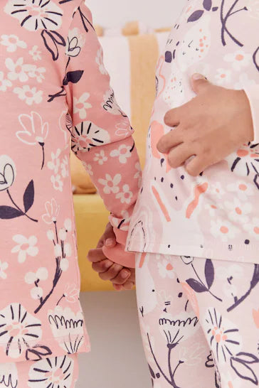 |Niña| Pack de 3 pijamas estampados de manga larga - Conejito rosa/gris (9 meses a 10 años)