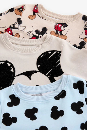 |Niño| Pack de 3 pijamas acurrucados azul/crudo de Mickey Mouse (de 9 meses a 10 años)