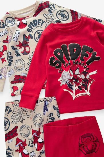 |Chico Grande| Pack de 2 pijamas Snuggle Spidey and Friends rojo/crema (de 12 meses a 8 años)