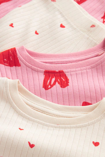 |Niña| Pack de 2 pijamas con forma de corazón en rosa, rojo y crema (de 9 meses a 12 años)