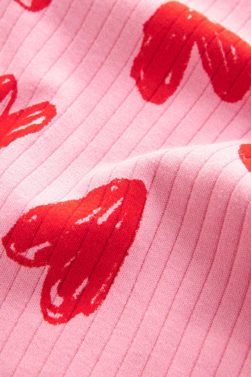 |Niña| Pack de 2 pijamas con forma de corazón en rosa, rojo y crema (de 9 meses a 12 años)