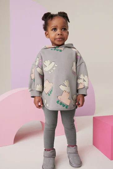 |Niña| Conjunto de sudadera y leggings - Gris (3 meses a 7 años)