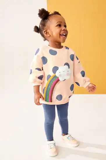 |Niña| Conjunto de sudadera y leggings Cloud - Azul marino (3 meses a 7 años)