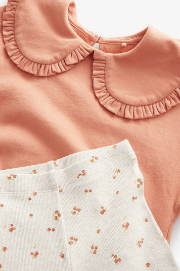 |Niña| Conjunto de blusa y leggings marrón óxido 100% algodón (3 meses a 7 años)