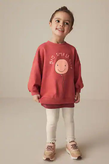 |Niña| Conjunto de sudadera y leggings - Personaje Sonrisa Roja (3 meses a 7 años)