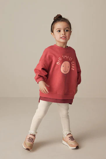 |Niña| Conjunto de sudadera y leggings - Personaje Sonrisa Roja (3 meses a 7 años)