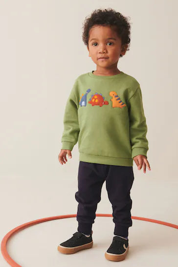 |Niño| Conjunto de Sudaderas y Joggers con Personajes Bordados - Verde (3 meses a 7 años)