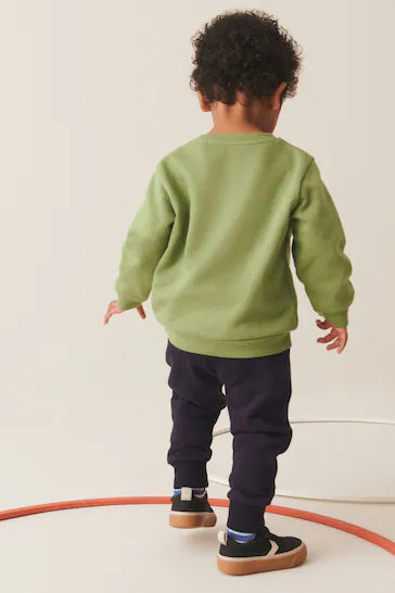 |Niño| Conjunto de Sudaderas y Joggers con Personajes Bordados - Verde (3 meses a 7 años)