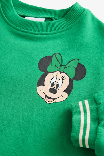 |Girl| Conjunto De Blusa e Leggings Verde Disney Minnie Mouse 100% Algodão De Manga Comprida (3 meses a 7 anos)