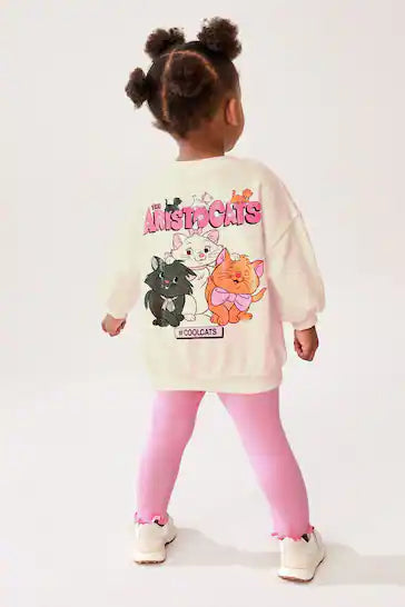 |Niña| Conjunto de camiseta y leggings rosas de manga larga de Los Aristogatos de Disney (de 3 meses a 7 años)