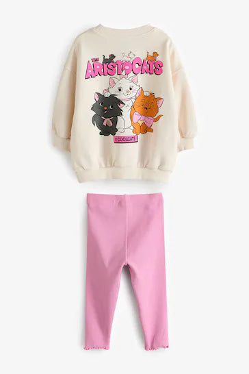 |Niña| Conjunto de camiseta y leggings rosas de manga larga de Los Aristogatos de Disney (de 3 meses a 7 años)