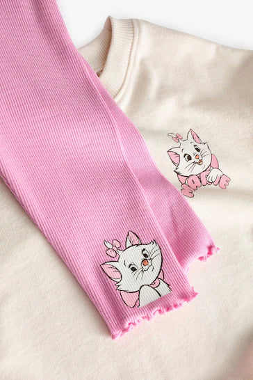 |Niña| Conjunto de camiseta y leggings rosas de manga larga de Los Aristogatos de Disney (de 3 meses a 7 años)