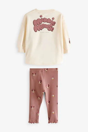 |Girl| Conjunto De Camiseta e Leggings De Manga Comprida e Lantejoulas Brancas Da Disney Minnie Mouse e Daisy (3 meses a 7 anos)