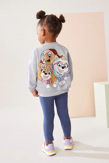 |Niña| Conjunto de camiseta de manga larga y leggings grises de Paw Patrol (de 3 meses a 7 años)