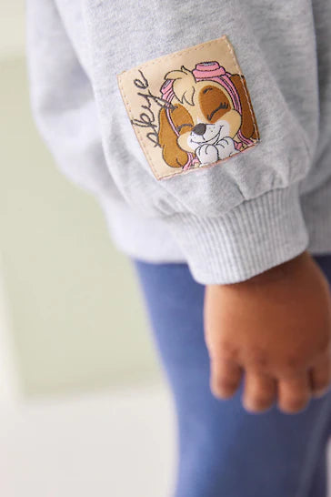 |Niña| Conjunto de camiseta de manga larga y leggings grises de Paw Patrol (de 3 meses a 7 años)