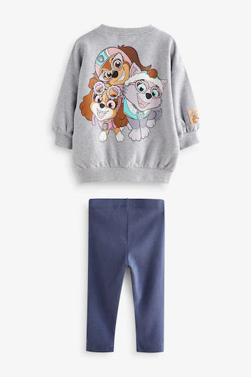 |Niña| Conjunto de camiseta de manga larga y leggings grises de Paw Patrol (de 3 meses a 7 años)