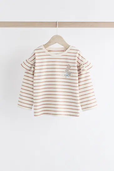 |Girl| Tops De Manga Comprida Com Folho 100% Algodão, Pacote Com 4 - Rosa (3 meses a 7 anos)