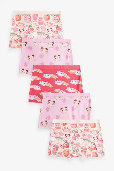 |Niña Grande| Pack de 5 pantalones cortos estampados - Rojo/Rosa (2 a 16 años)