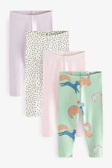 |Girl| Pacote De 4 Leggings Estampadas - Azul (3 meses a 7 anos)