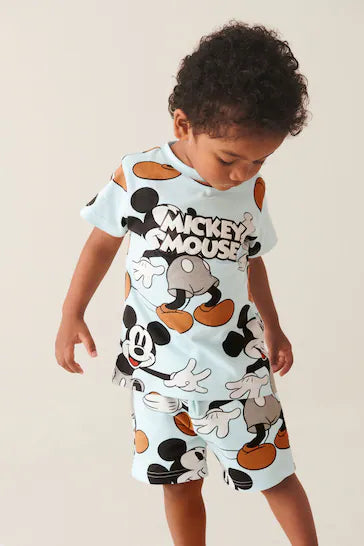 |Boy| Conjunto De Camiseta e Shorts Azul Mickey De Manga Curta (3 meses a 8 anos)