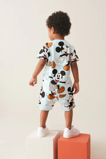 |Boy| Conjunto De Camiseta e Shorts Azul Mickey De Manga Curta (3 meses a 8 anos)