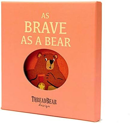 ThreadBear Design Brave As A Bear Cloth Rag Book ilustrado para aprendizagem precoce e desenvolvimento de leitura